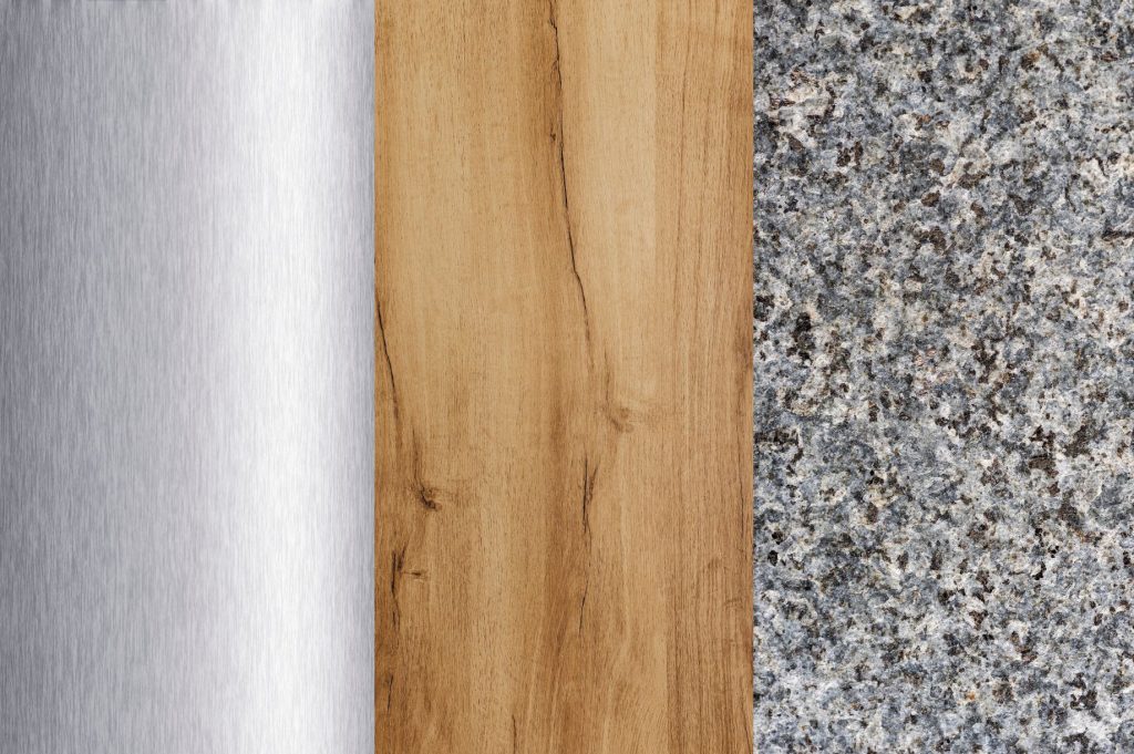 Types of table tops Stainless steel, Wood, Granite