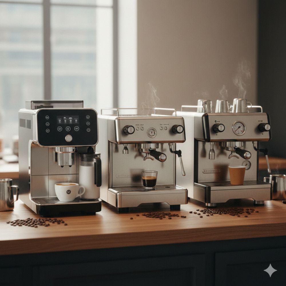 Super Automatic, Semi Automatic, and Semi Commercial Coffee Machines